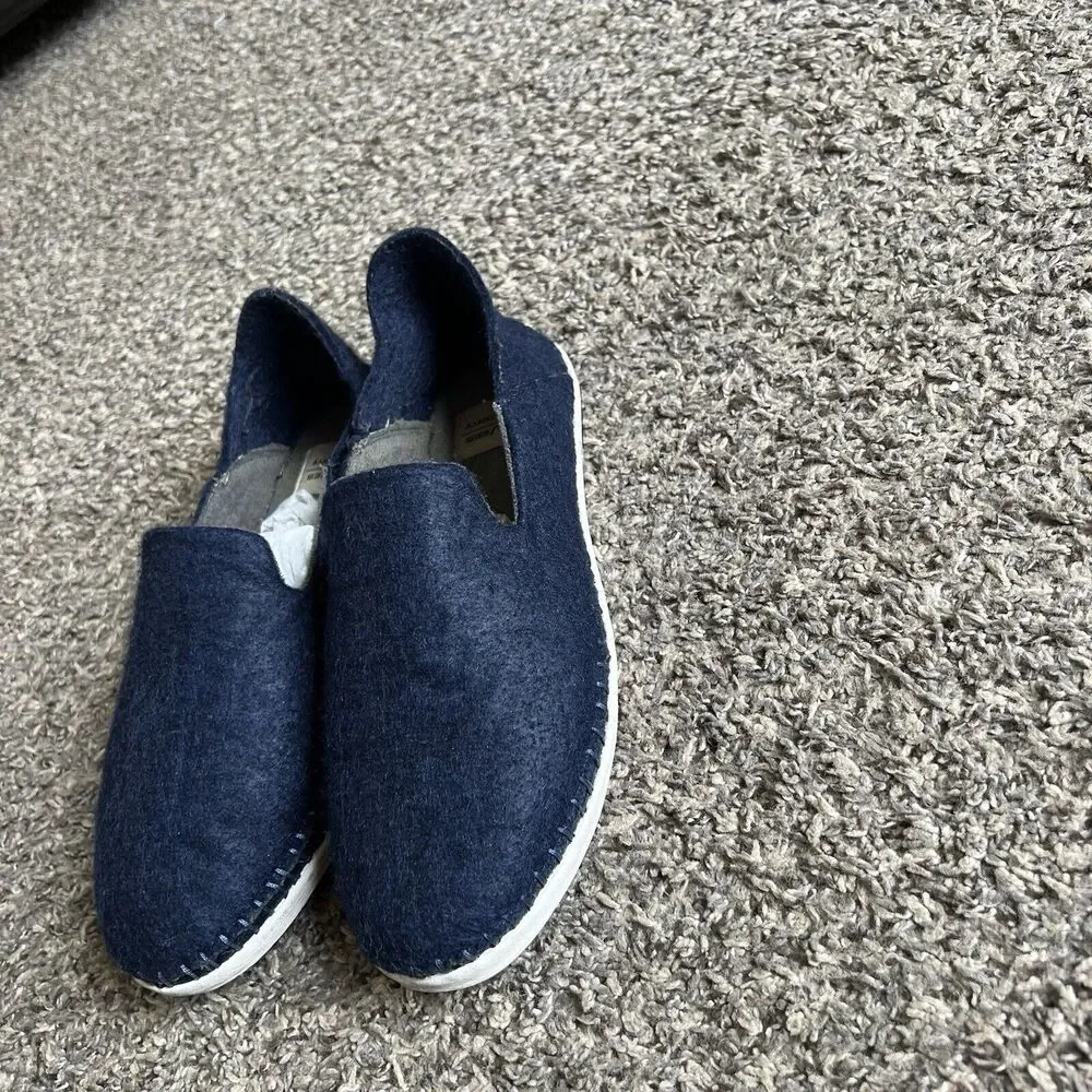 SeaVees Huckberry Stag Slipper Slip On Felted Wool Deck Shoes Blue Mens Size 8